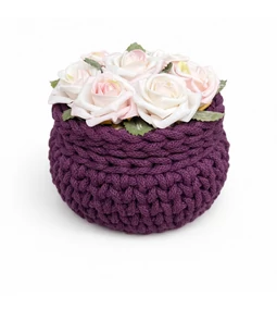 Virágos horgolt kosár a legeslegszebb ajándék és lakásdekor