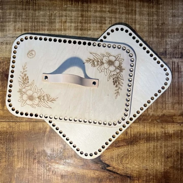 Gravírózott horgolható kosár tető + alap 30x20 cm