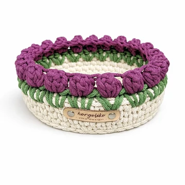 vilagosbezs malyva horgolt kosar diszitett peremmel 25x18 cm Splendid zsinorfonal ZIKODesign