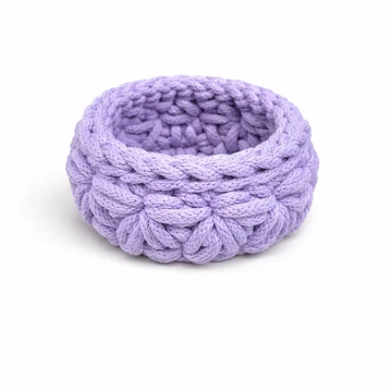 Levendula színű horgolt tároló kosár 5 mm-es Splendid zsinórfonalból