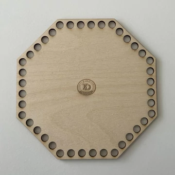 Nyolcszögletű horgolható fa alap 5 mm zsinórfonalhoz 16 cm