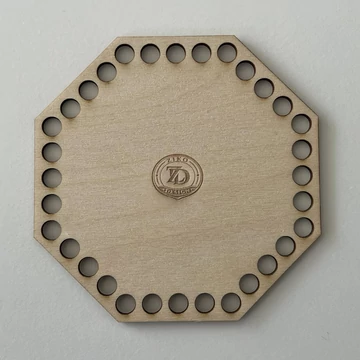 Nyolcszögletű horgolható fa alap 5 mm zsinórfonalhoz 12 cm