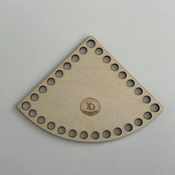 Natúr horgolható fa alap negyed kör 11x11 cm kosár készítéshez