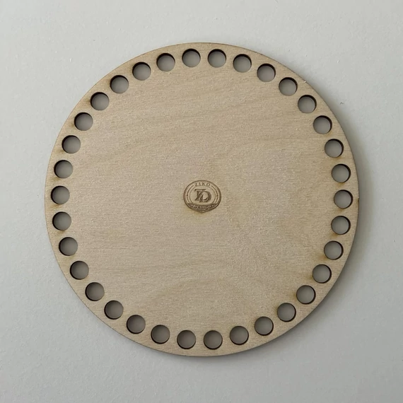 Natúr horgolható fa alap kör 14 cm kosár készítéshez