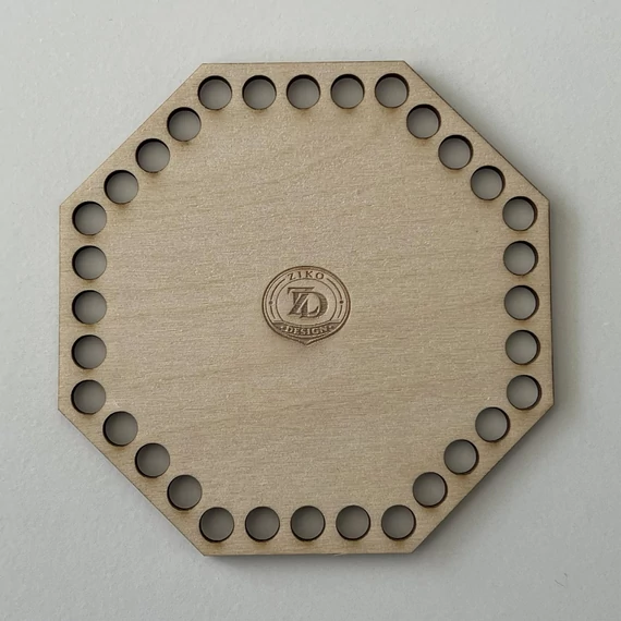 Nyolcszögletű horgolható fa alap 5 mm zsinórfonalhoz 12 cm