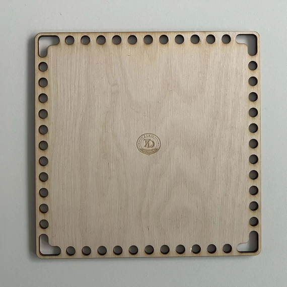 Natúr horgolható fa alap négyzet 20x20 cm kosár készítéshez